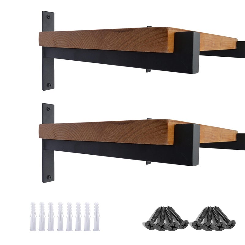 OVOV 4 Pcs Heavy Duty Shelf Brackets Wall Mounted Industrial Metal Shelf Supports (12"", 4pcs Black) - Image 1